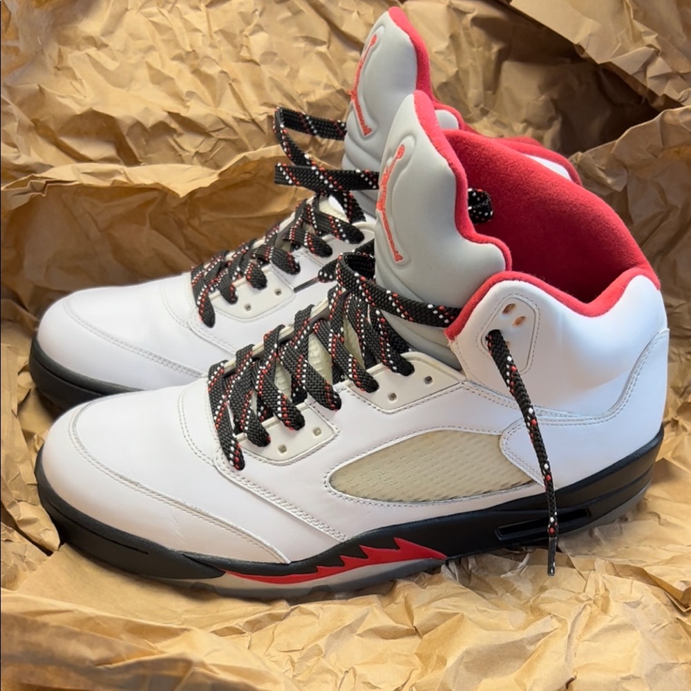 Air Jordan Retro 5s (Fire Reds) Custom laces CLEAN!!